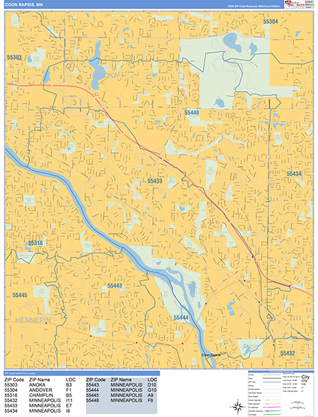 Coon Rapids Wall Map